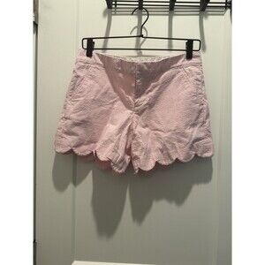 Lilly Pulitzer Buttercup Shorts Pink Stripe Seersucker Scallop Hemp Pink Size 4